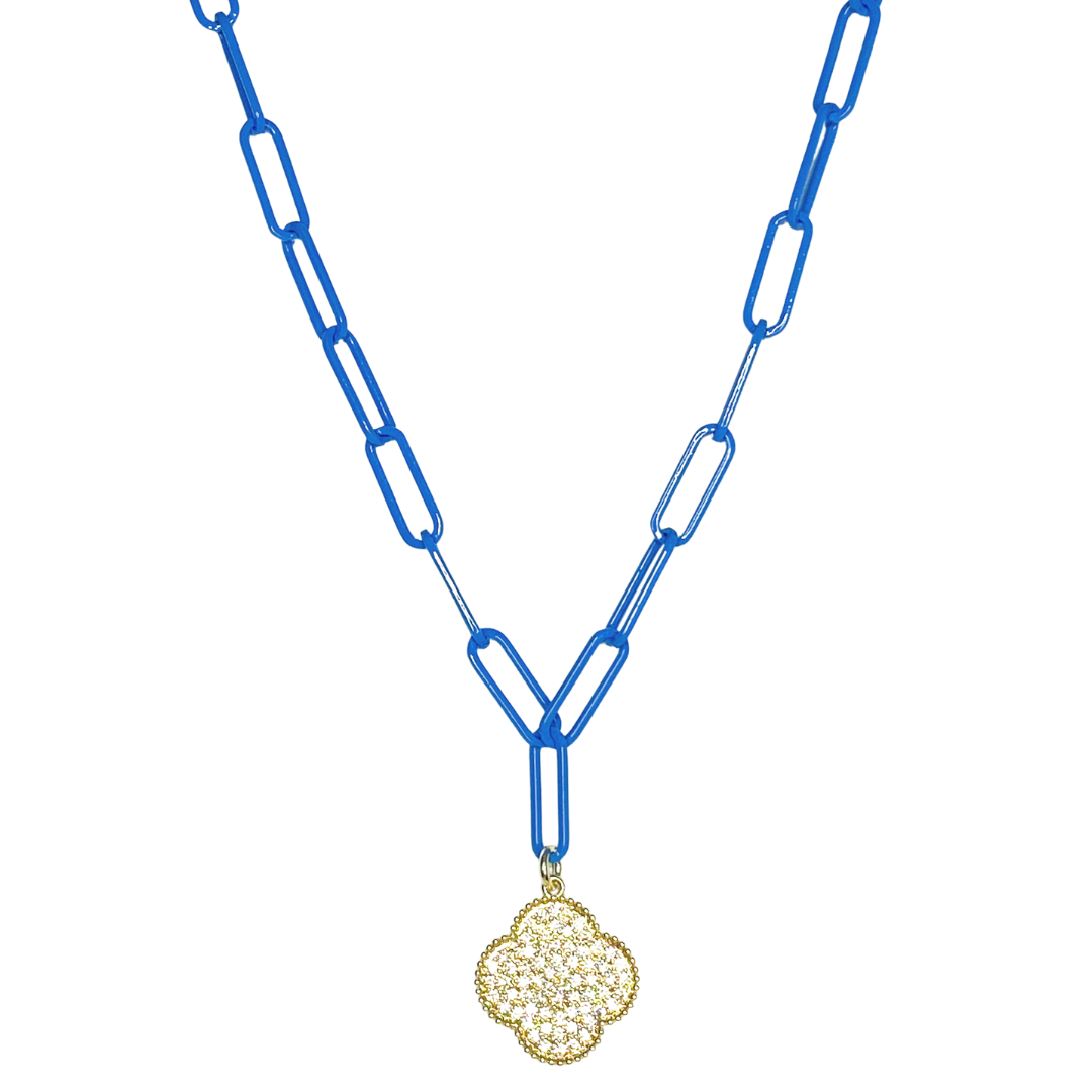 Collar Rainbow Light Chain Clover Blue
