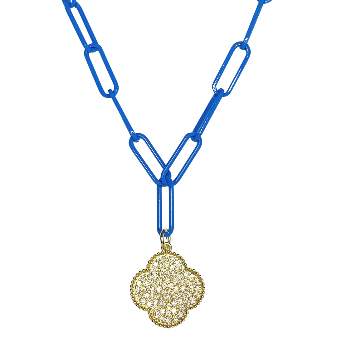 Collar Rainbow Light Chain Clover Blue