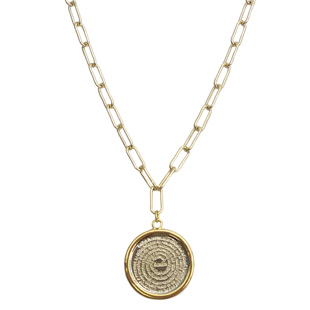Collar Brassy Religious Medal LG
