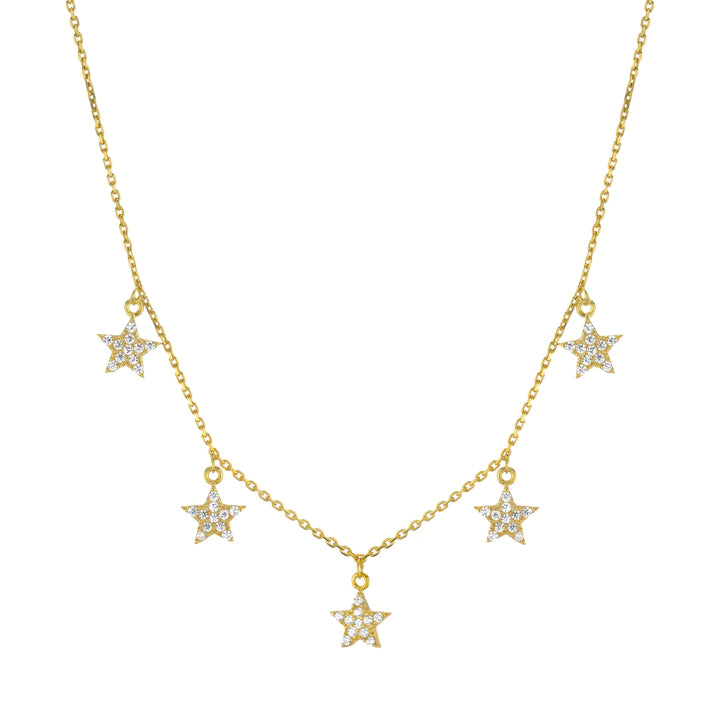 Collar 5 Dangly Cz Stars