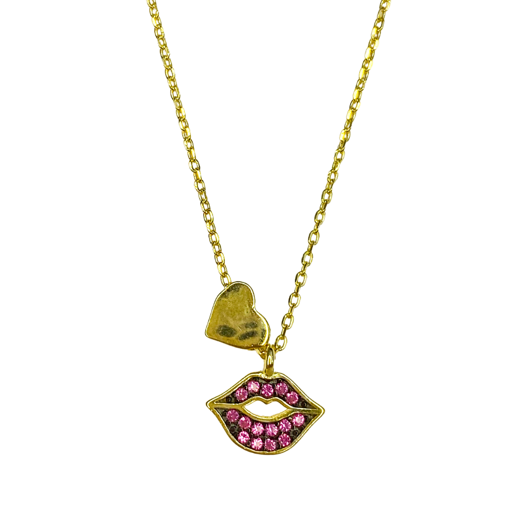 Collar Lip Heart Love Pink