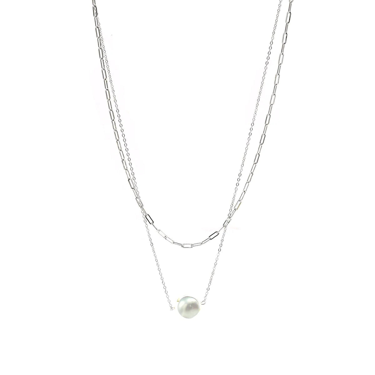 Collar Double Chain Pearl Dot