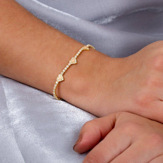 Hip Tennis Heart Bracelet Gold