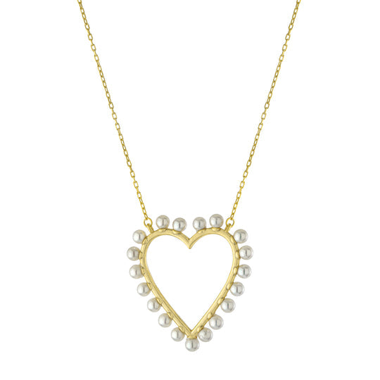 Collar Pearl Hollow Heart