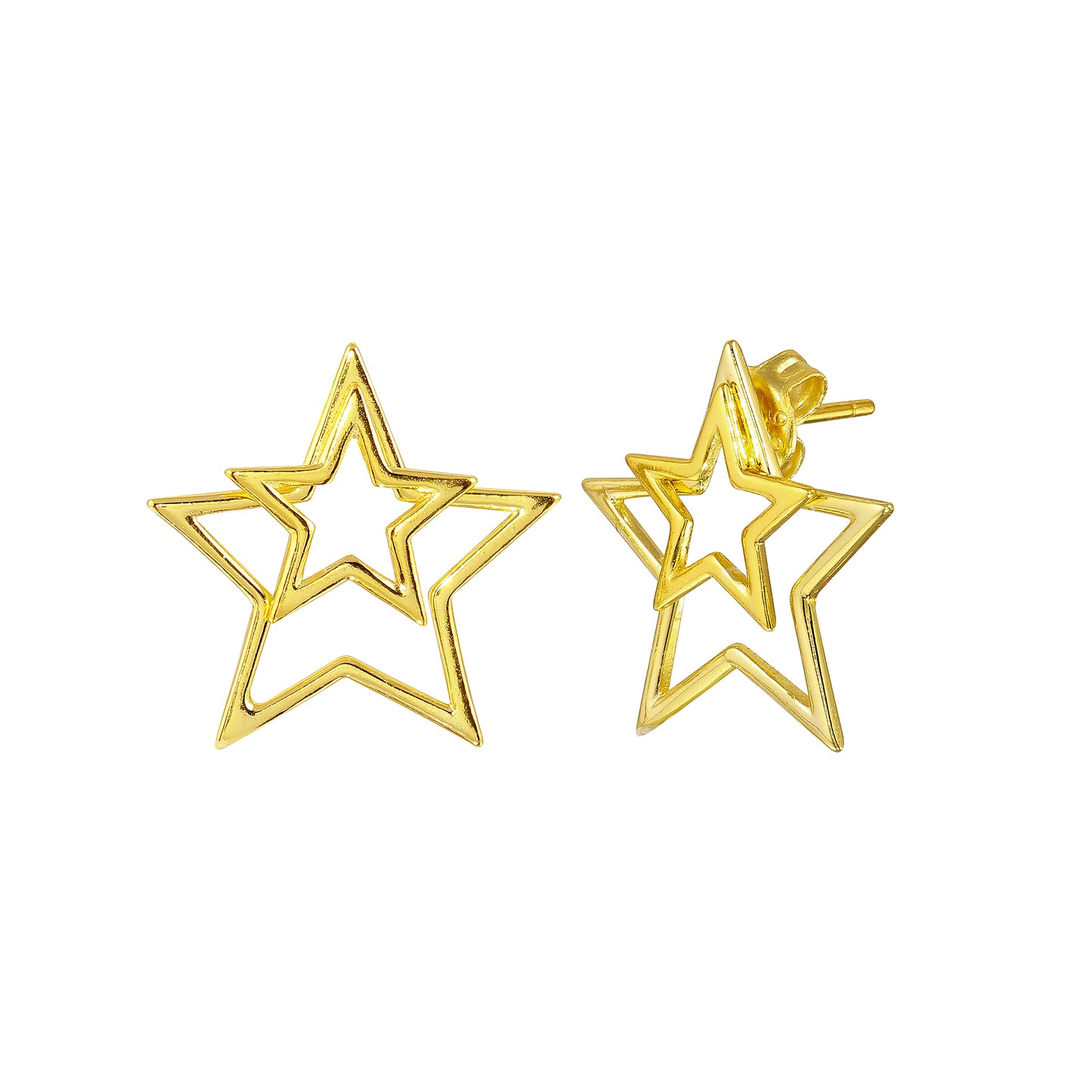Aro Double Hollow Star Stud