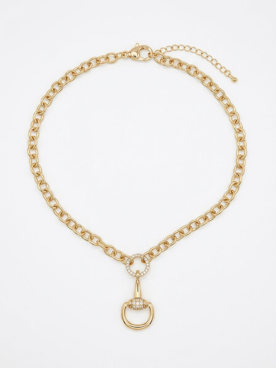 Collar Long CZ Horser Link Chain