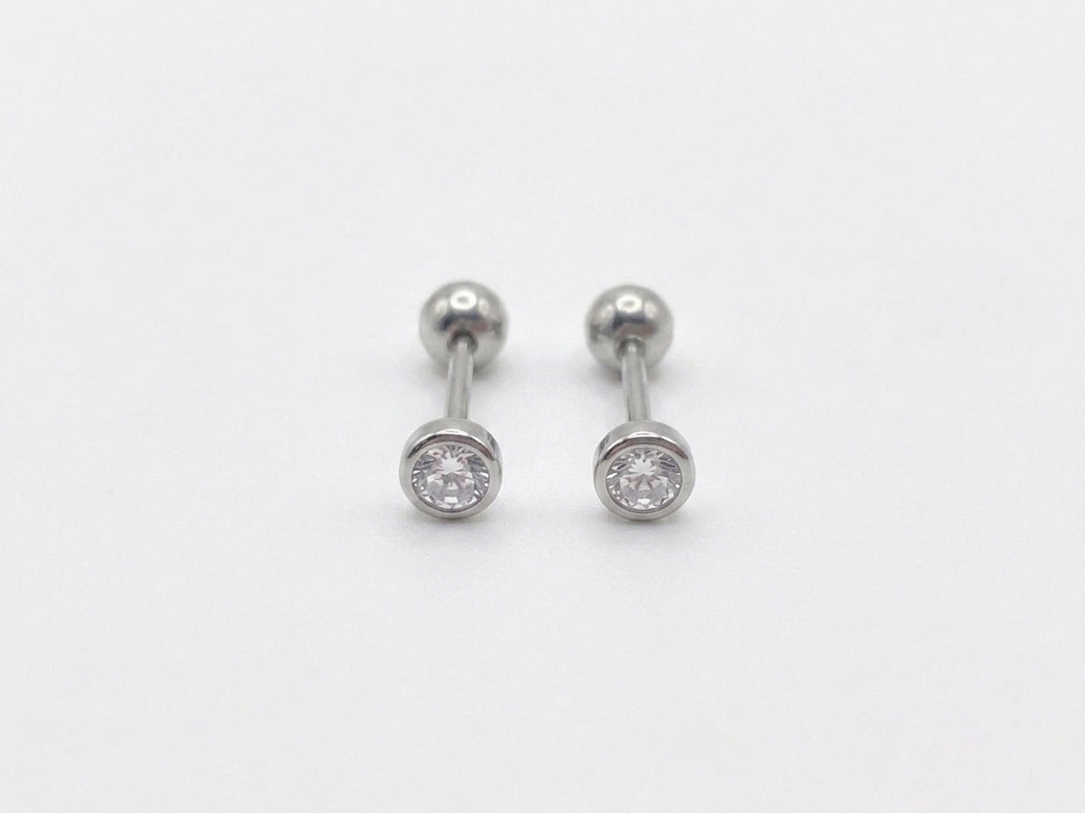 Aro Round CZ Stud Silver