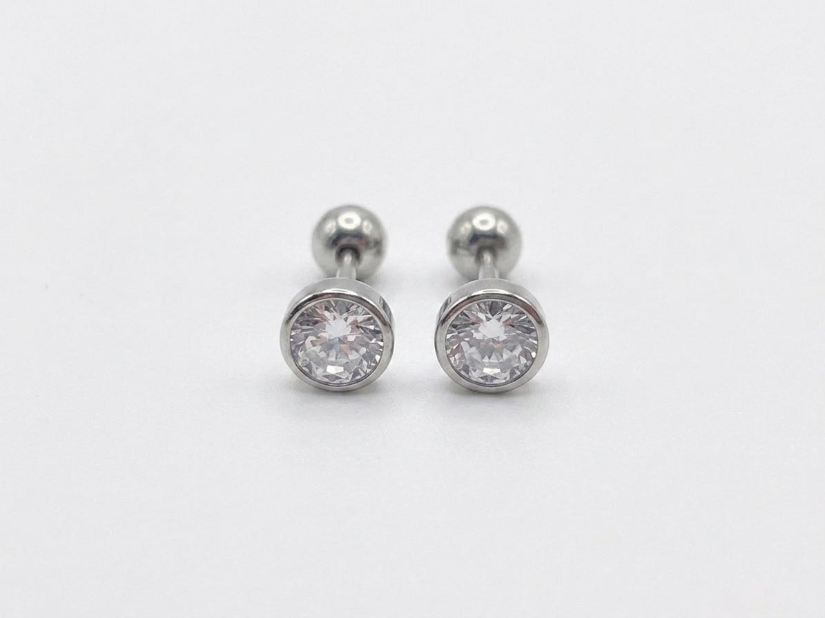 Aro Round CZ Stud Silver
