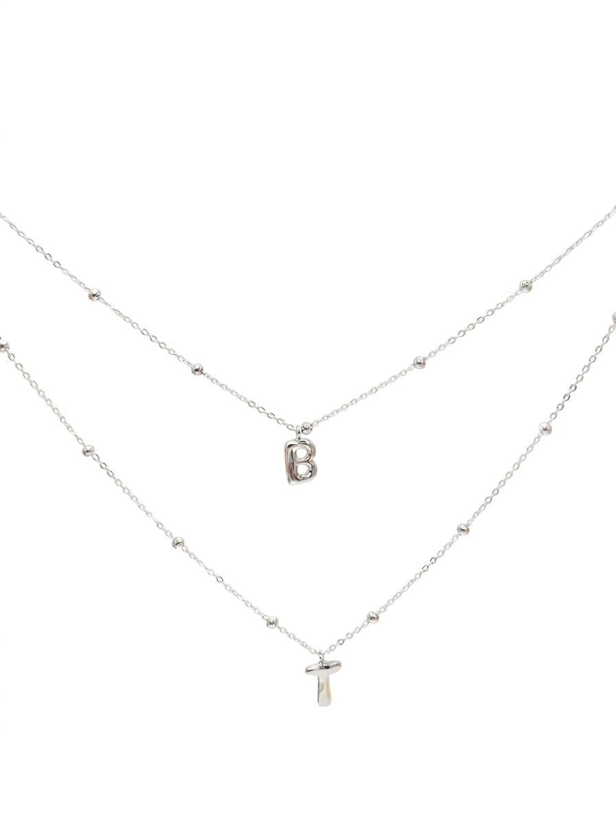 Collar Bubble Balloon Initial Silver