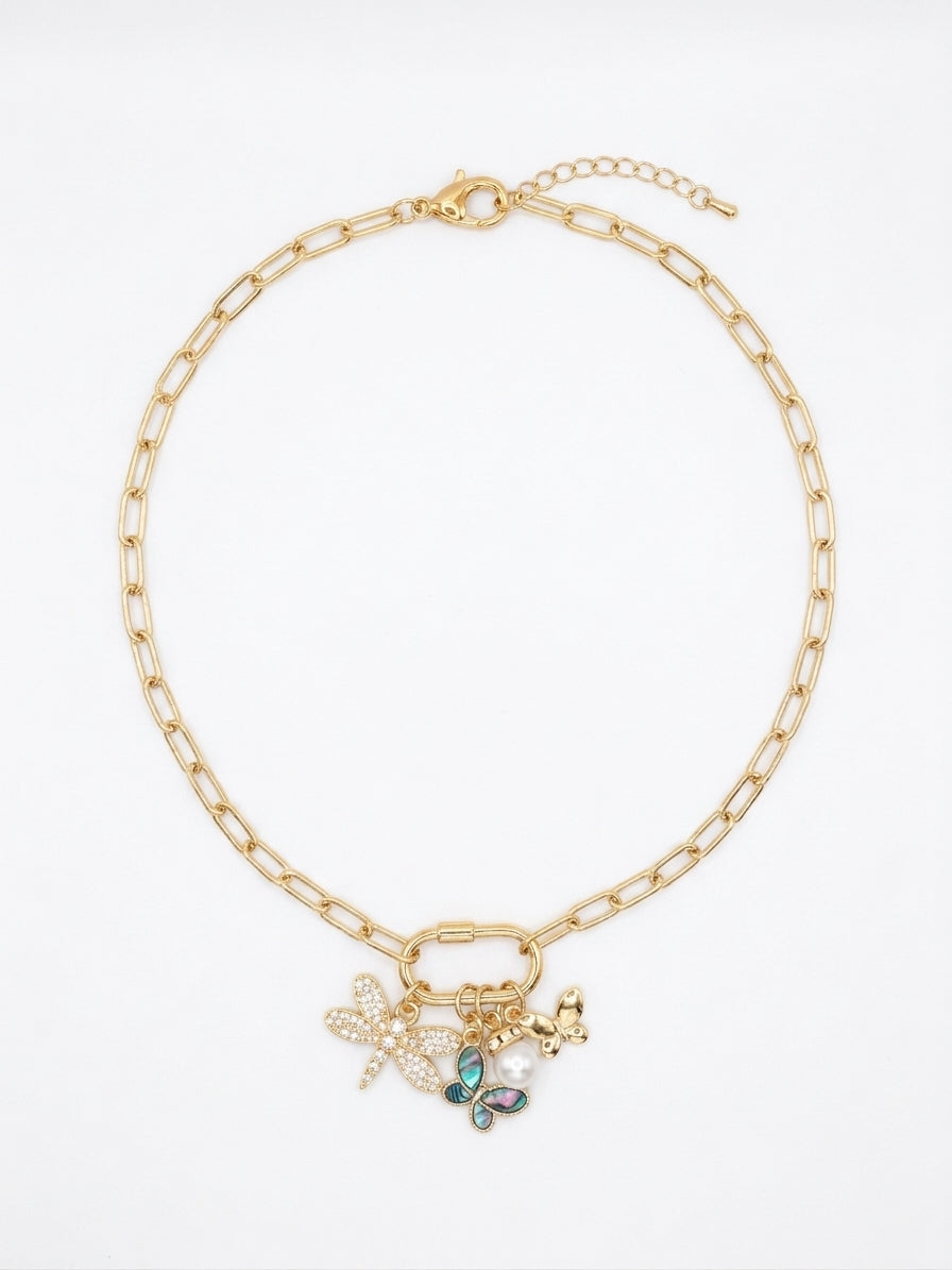Collar Paperclip & Oval Link Multi Butterflies