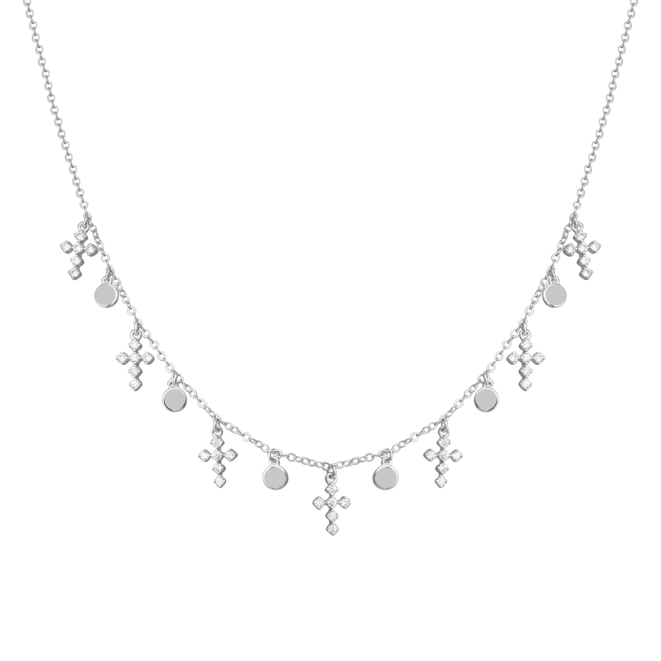 Collar Multi Cross & Plain Choker Silver