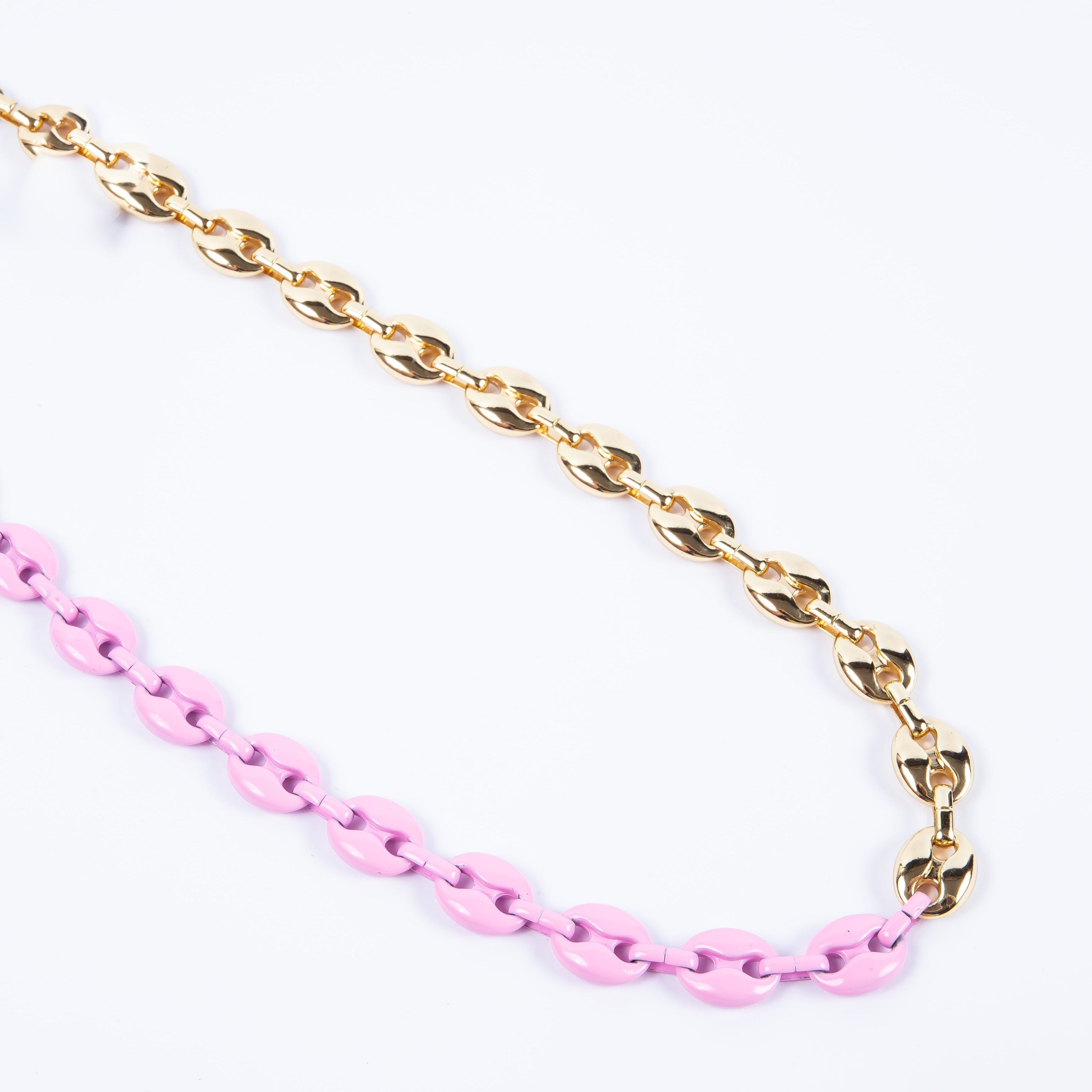 Collar Guc Enamel Gold Choker pink