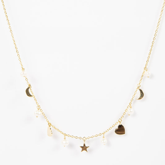 Collar Baby Pearls & Golden Charms Choker