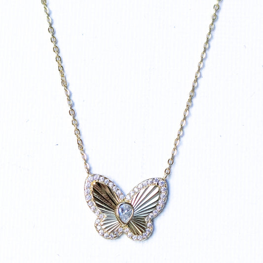 Collar Mirrored Cz Butterfly