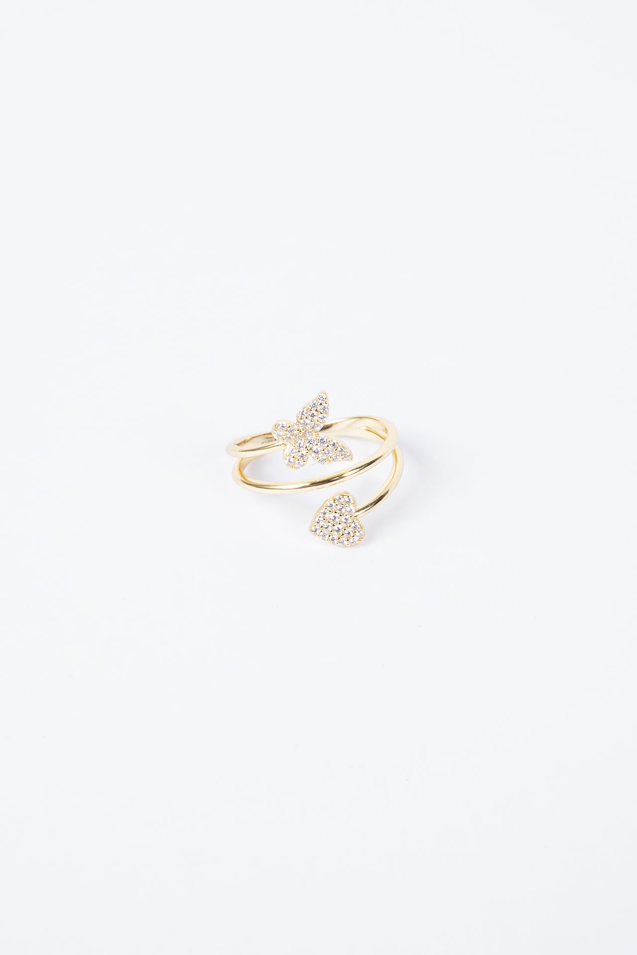 Anillo Butterfly & Heart Triple Ring Gold