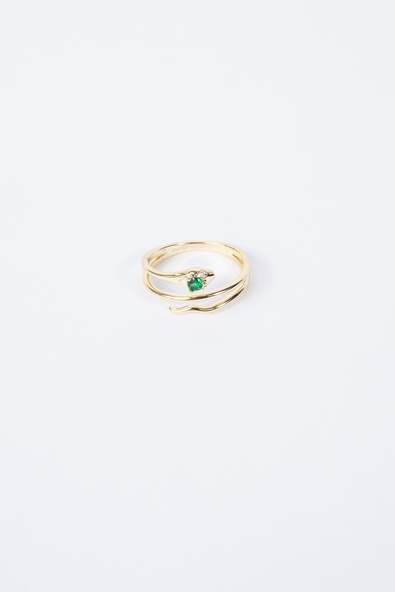 Anillo Triple Green Snake Gold Ring