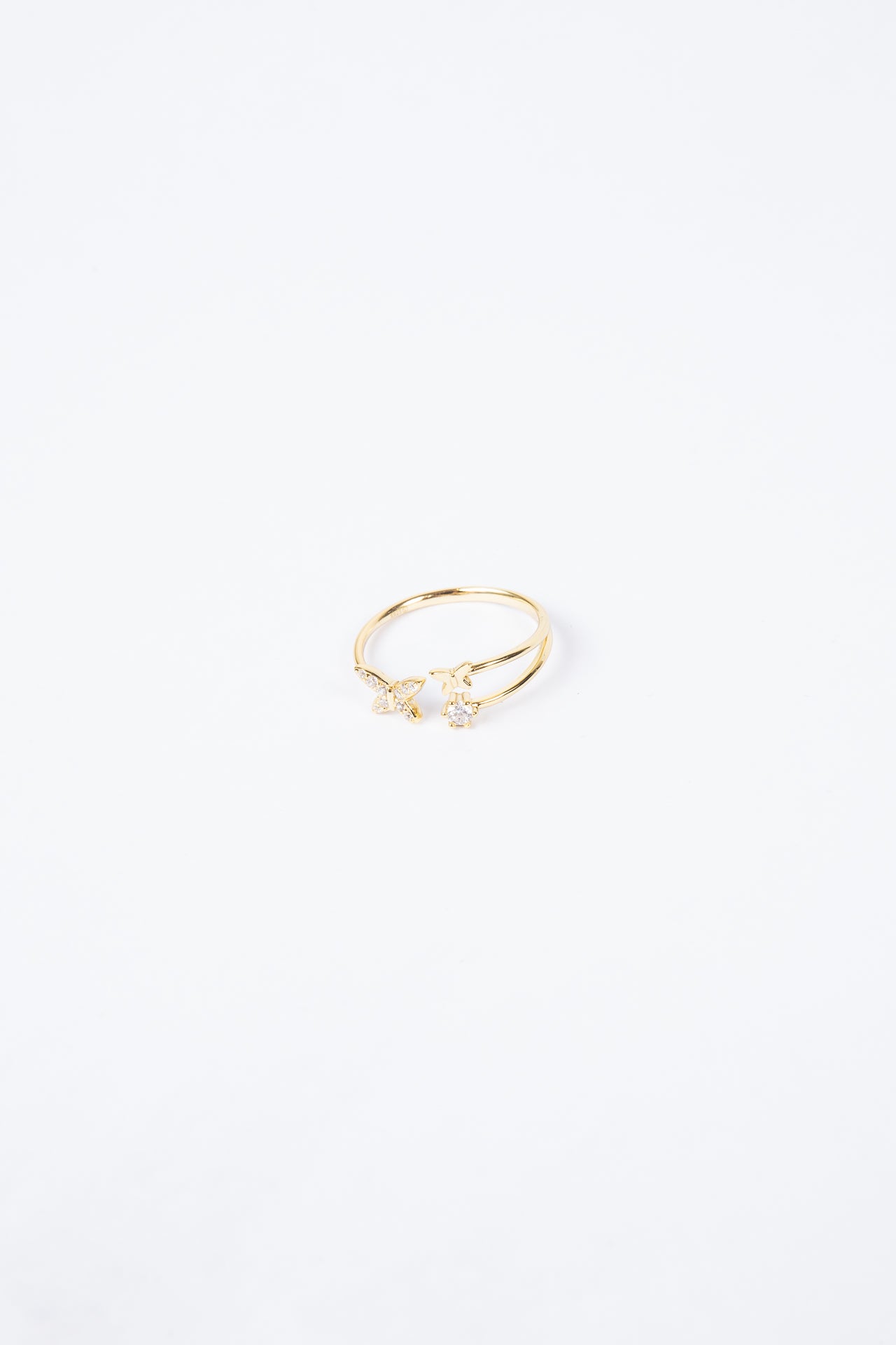 Anillo Triple Butterfly & Cz Gold Ring