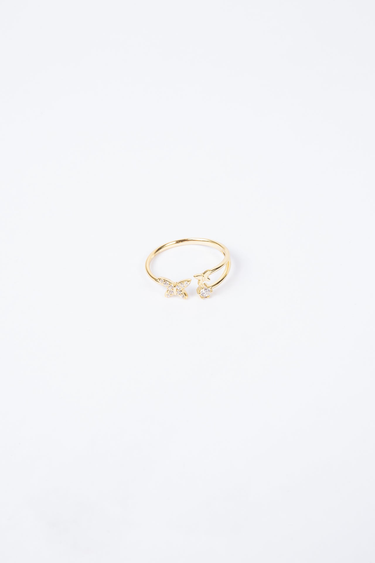 Anillo Triple Butterfly & Cz Gold Ring