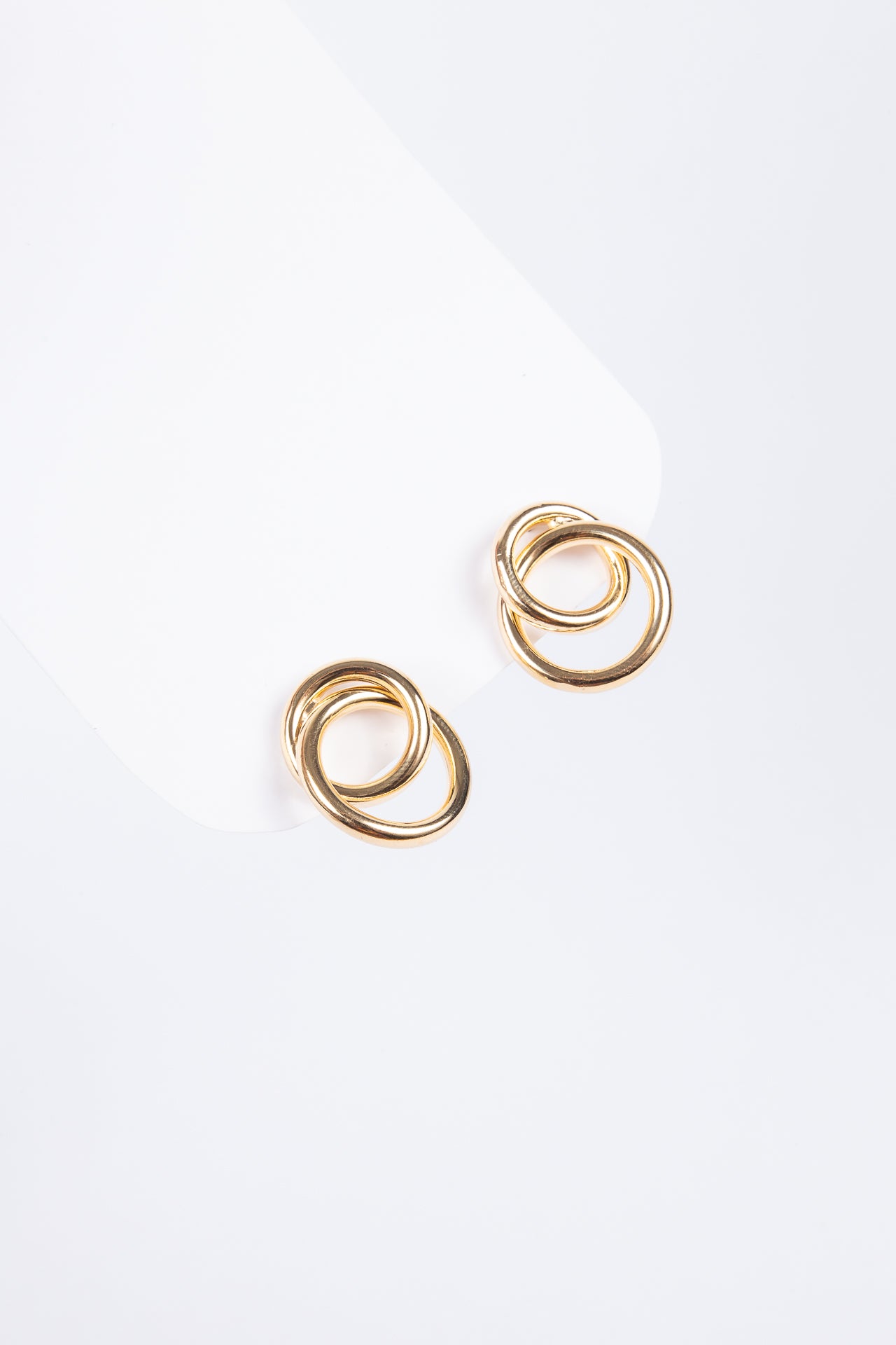 Aro Stainless Double Circle Gold Stud Large