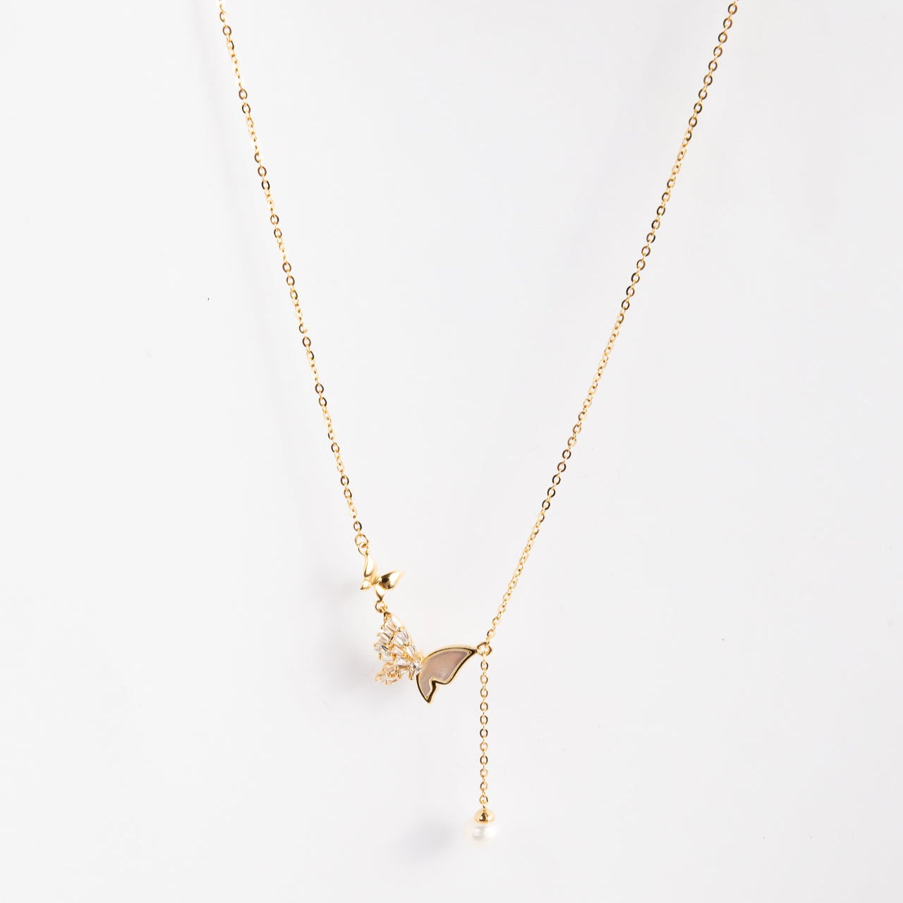 Collar Double Butterfly & Pearl String