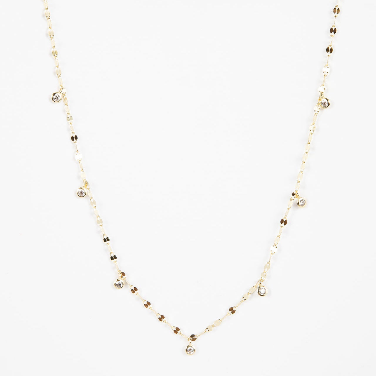 Collar Chainy Mirror & Cz Drops