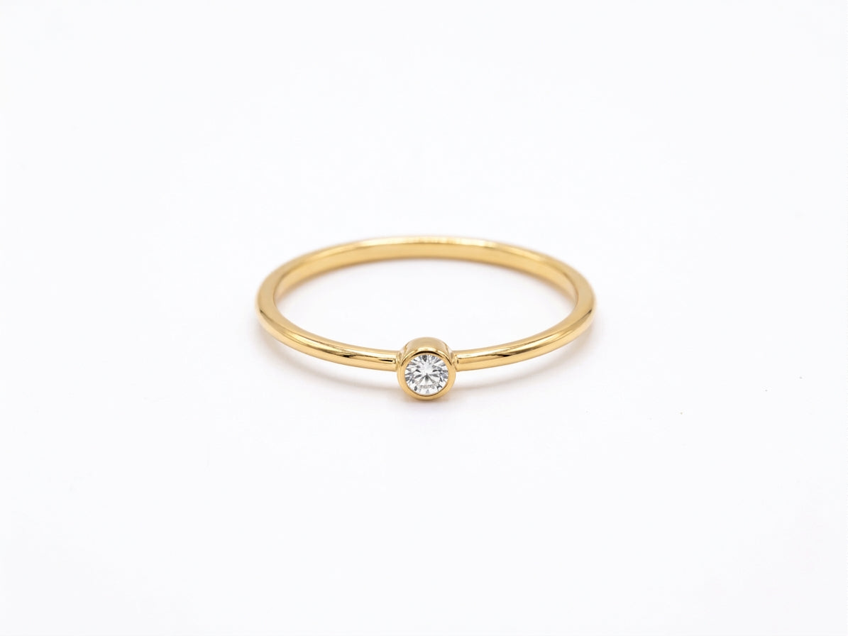 Anillo Single Solari Clear Ring Gold