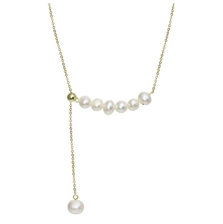 Collar Sliding Bar Pearl Necklace