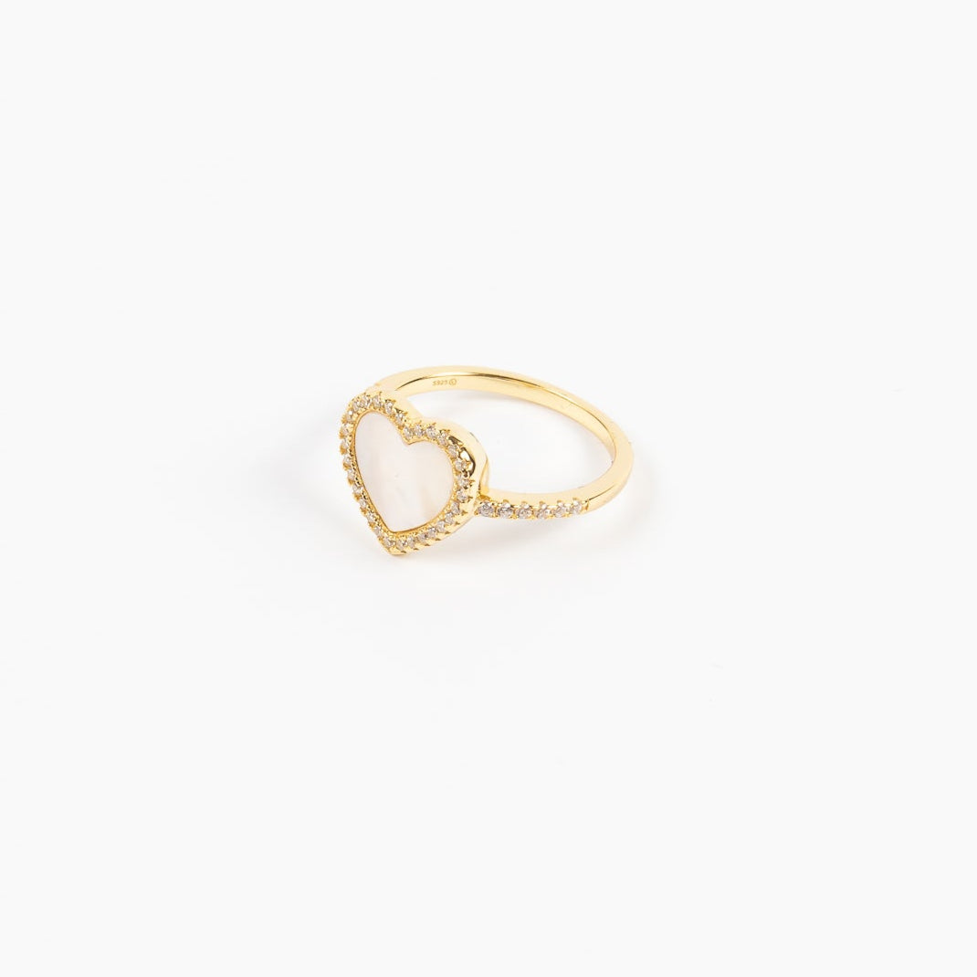 Anillo CZ MOP Heart Lg Ring