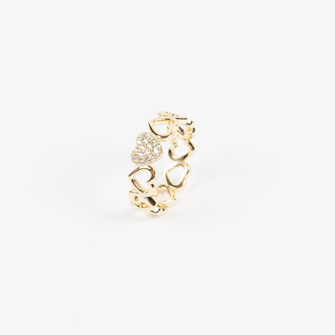Anillo Hollow & CZ Single Heart