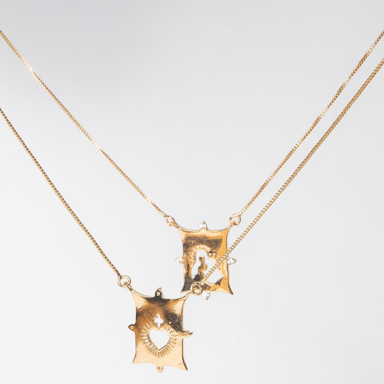 Collar Brass Scapular Hollow CZ Short