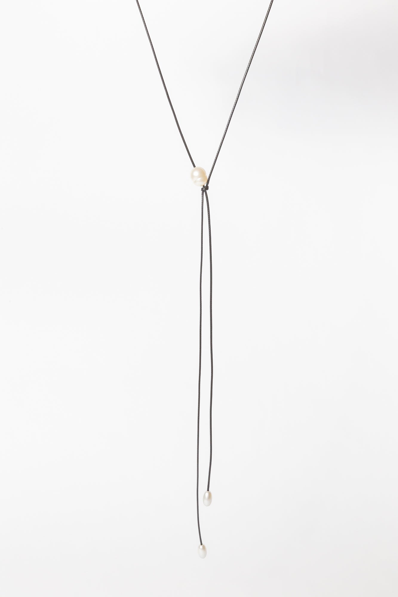 Collar Black Rope Pearl Y Necklace