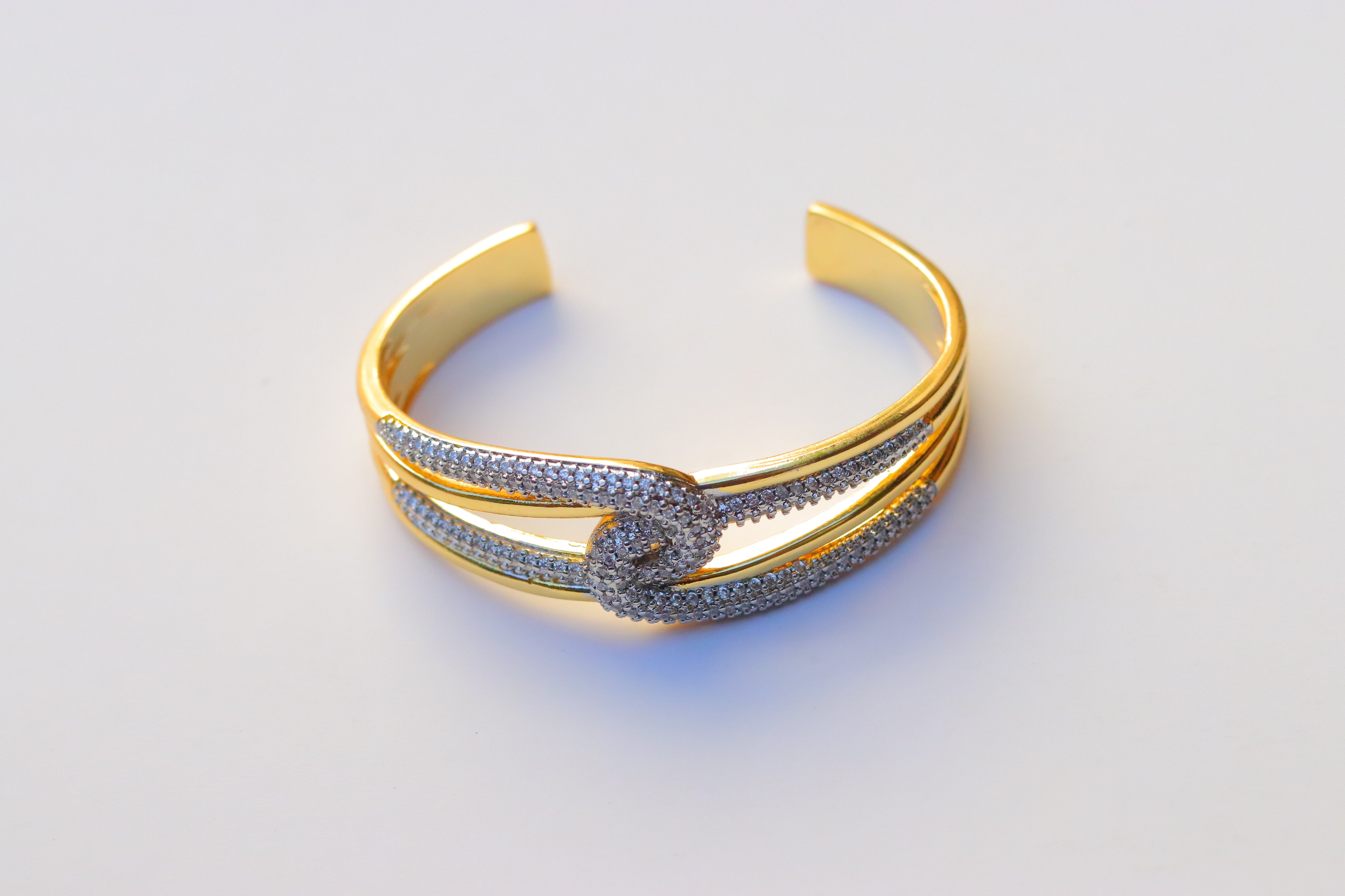 Pulsera Double Loops CZ  Bicolor Cuff