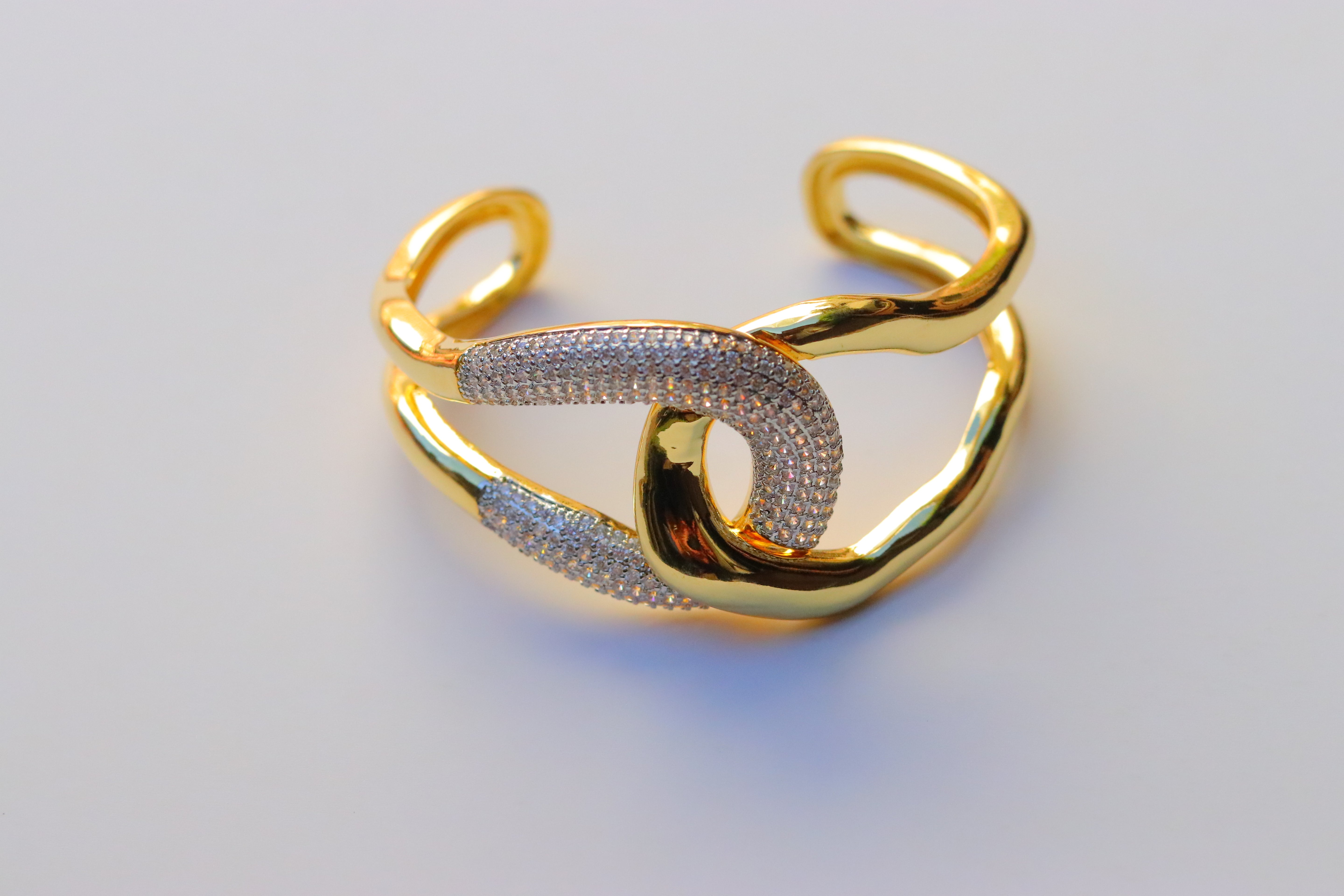 Pulsera Gran Double Loops CZ  Bicolor Cuff