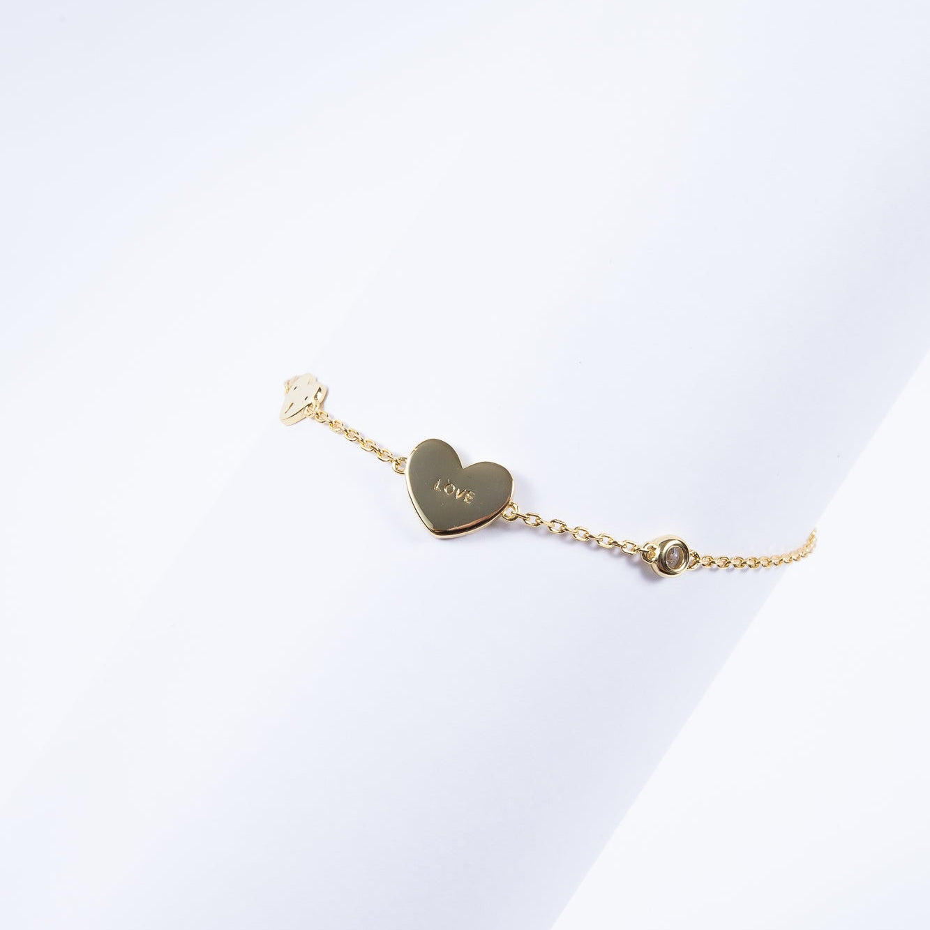 MOP & Mini Heart CZ Bracelet Gold