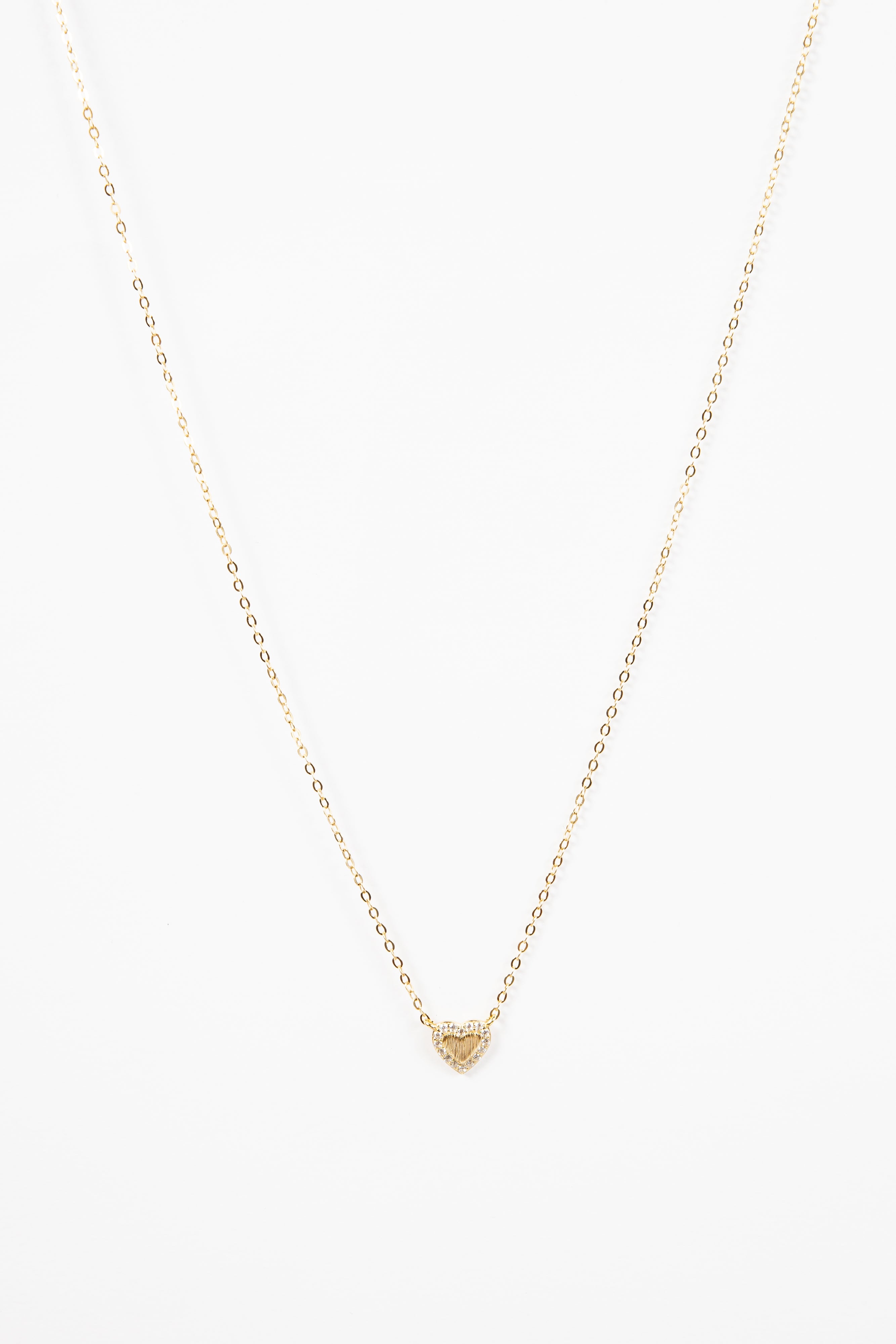 Collar Brushed Cz Heart Baby