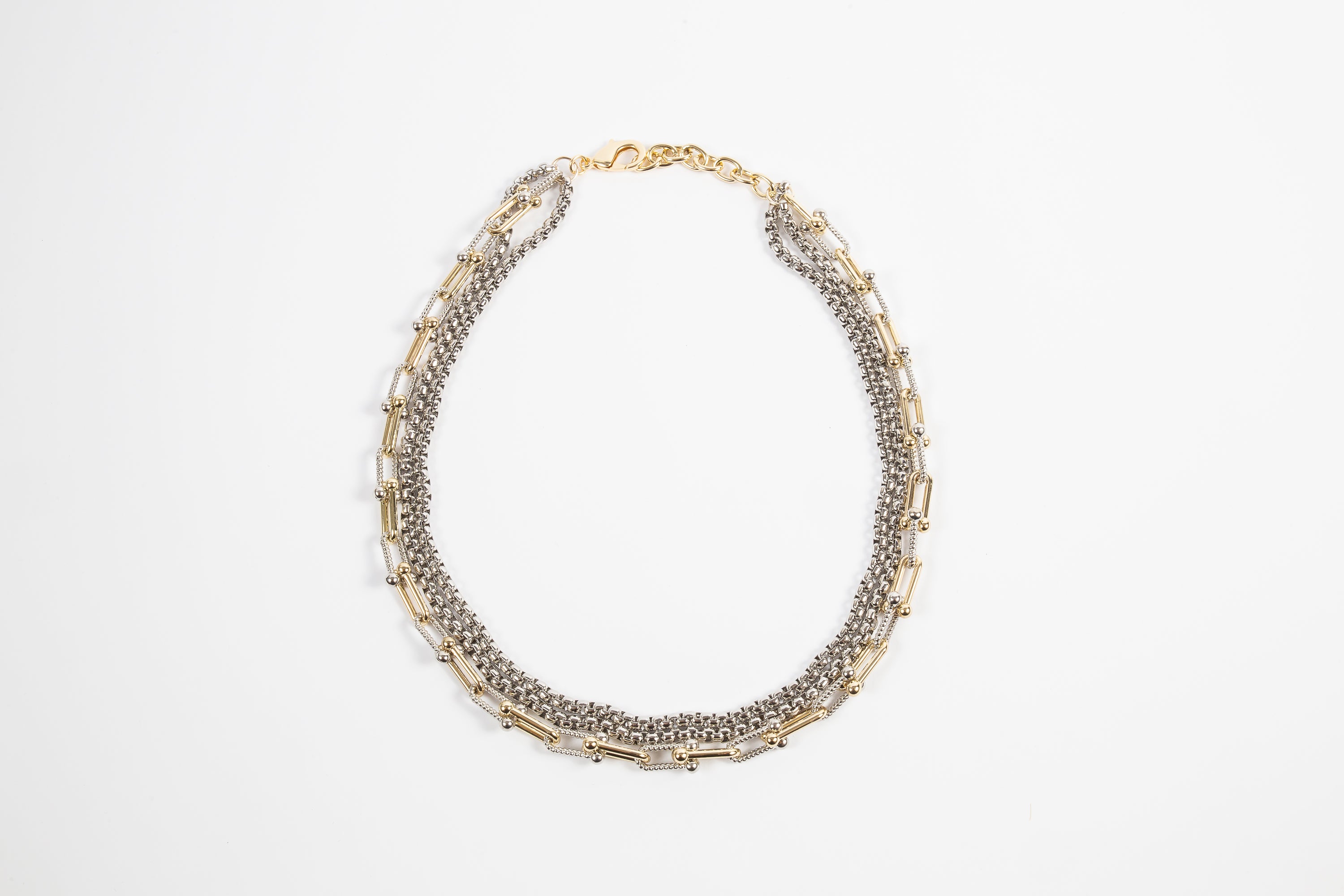 Collar Triple Yumba & Duo Round Chain Necklace