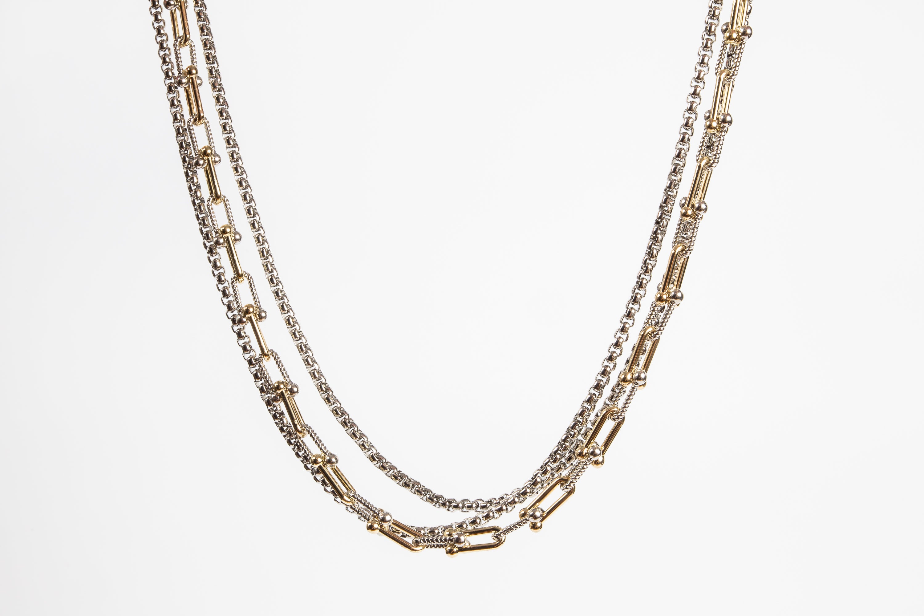 Collar Triple Yumba & Duo Round Chain Necklace