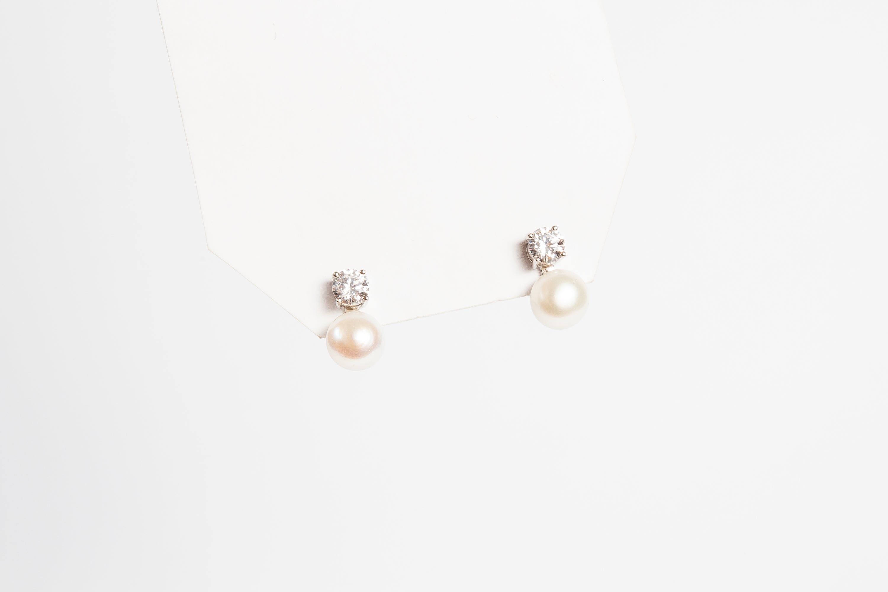 Aro Bright CZ Pearl Stud Silver