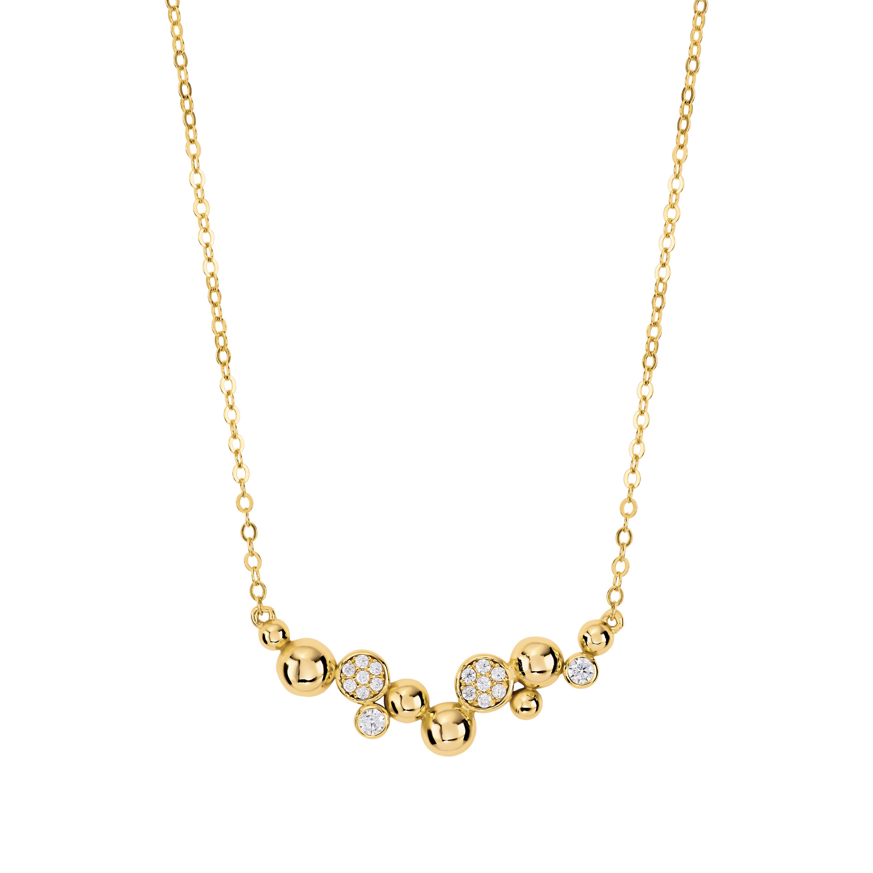 Collar Flat Bubbles & Cz Bar Necklace