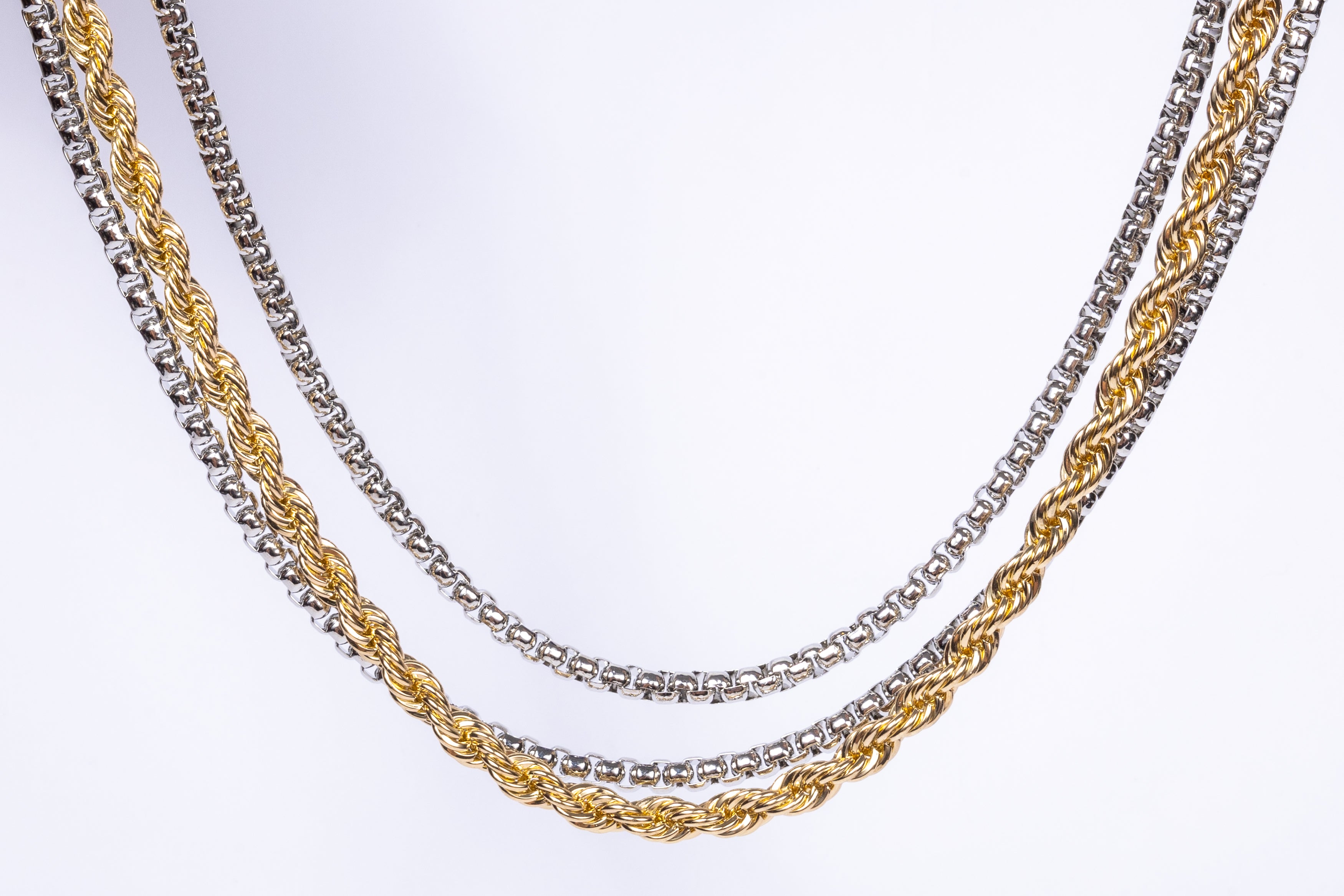 Collar Triple Thick Rope & Snakey Chain