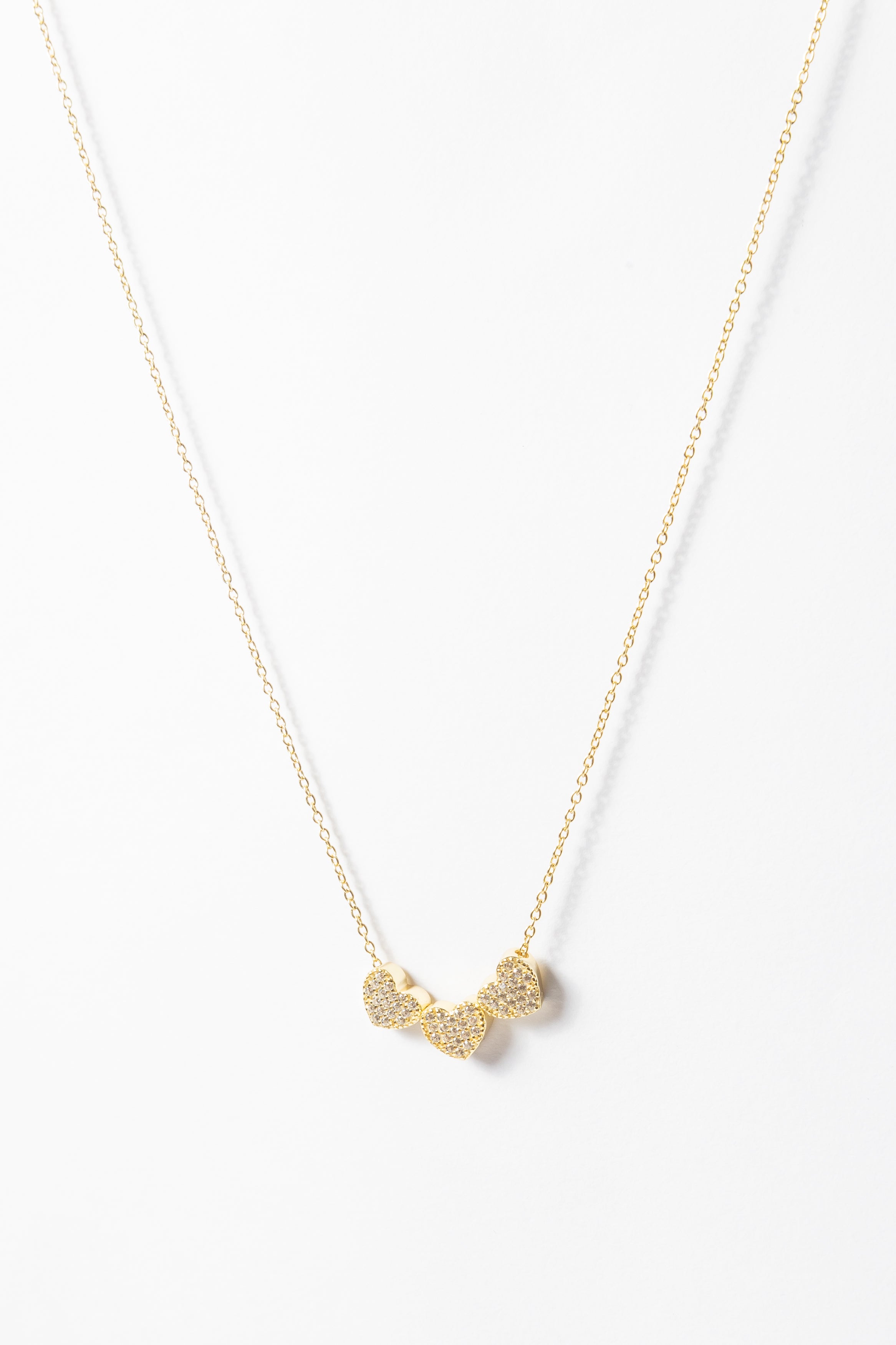 Collar Trio CZ Sliding Hearts