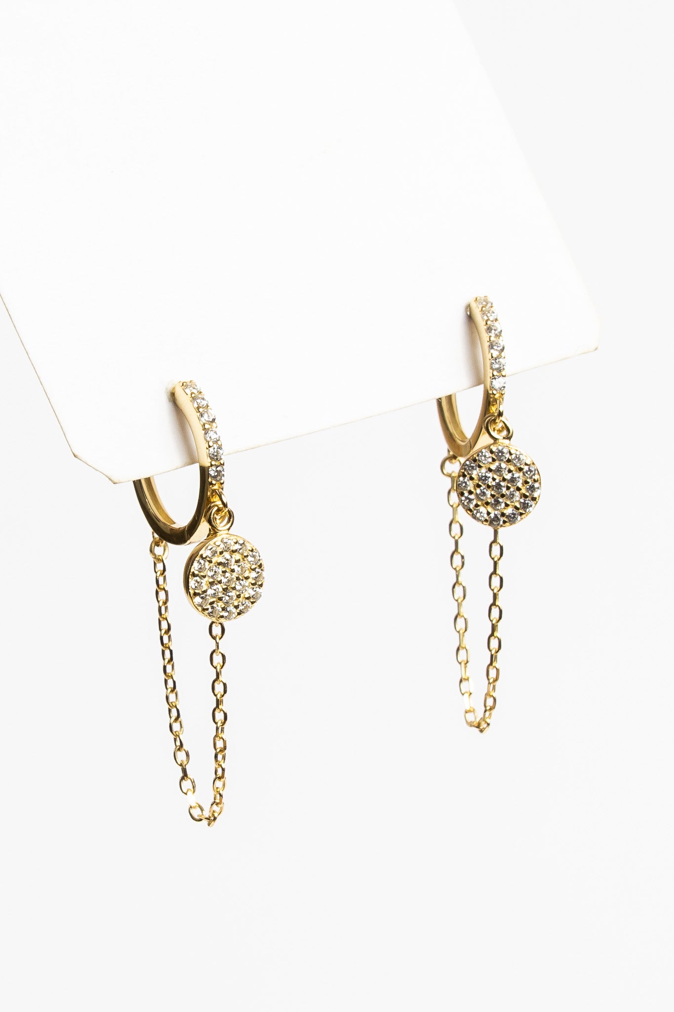 Aro Pave Disc & Chain Hoop Gold