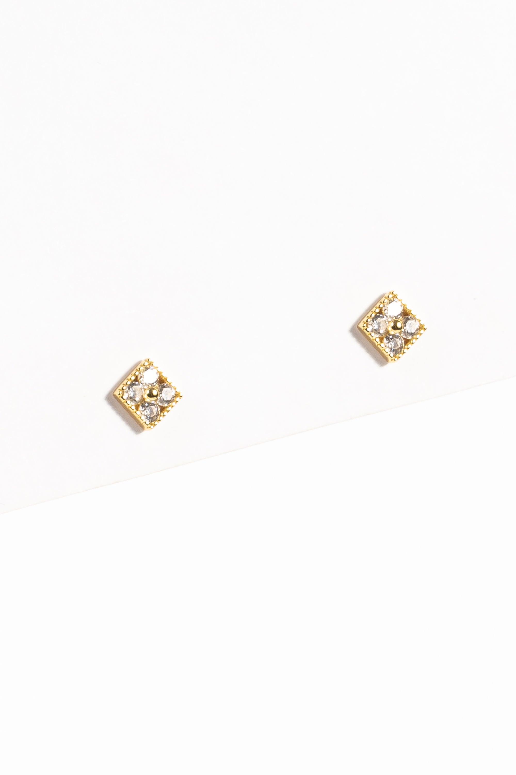 Aro Square CZ Stud Clovery