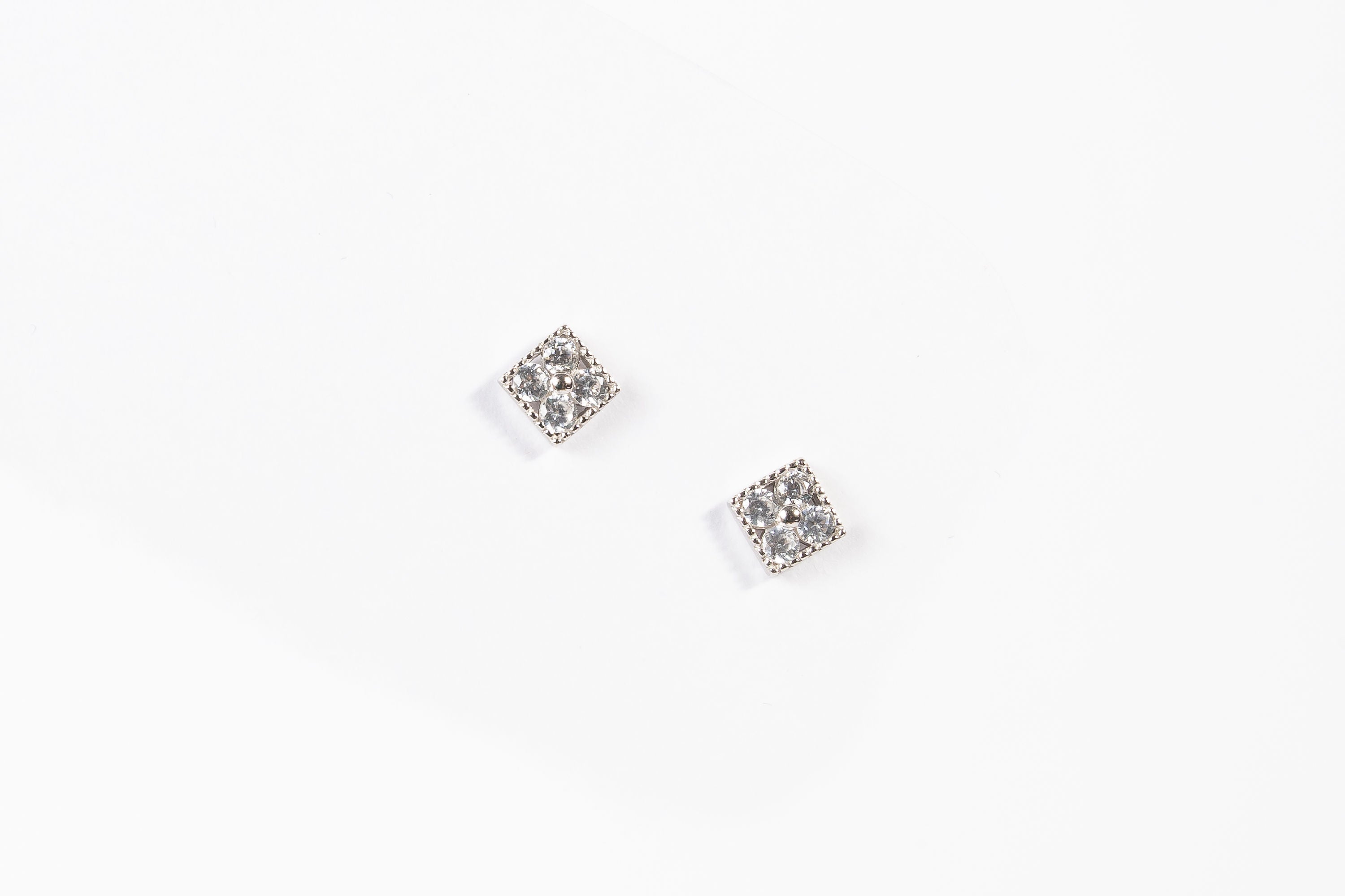 Aro Square CZ Stud Clovery