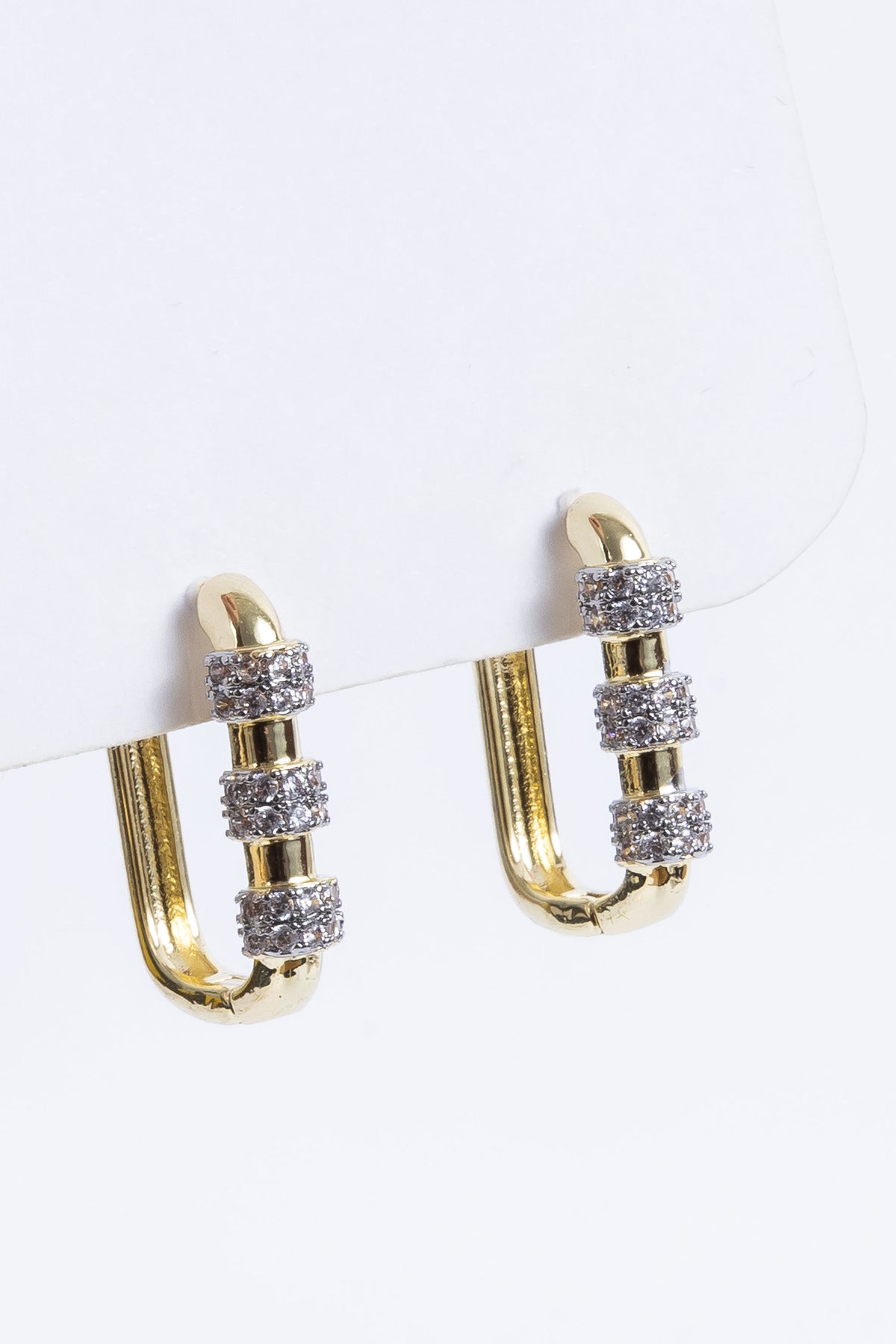 Aro Stainless Bicolor Trio CZ Square hoop