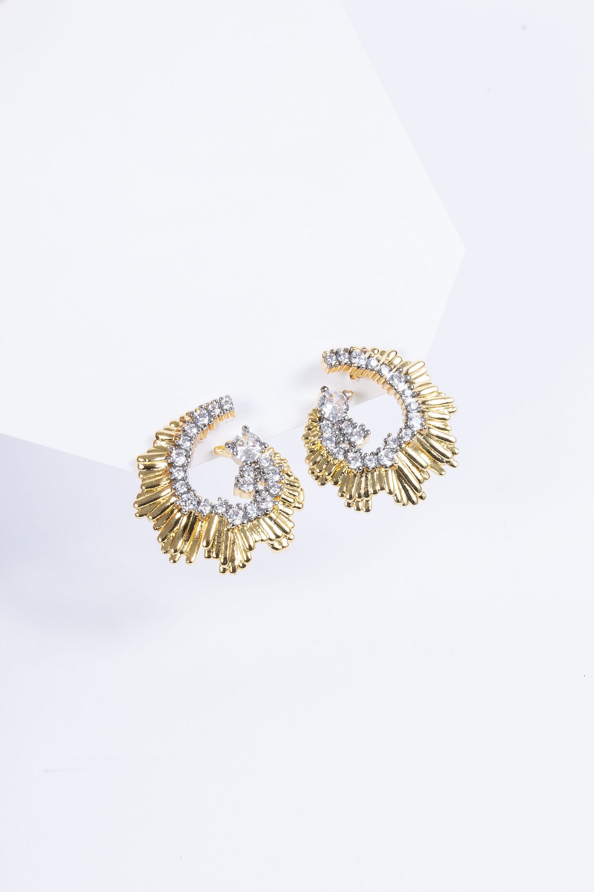 Aro Stainless Bicolor Semi Sun Stud