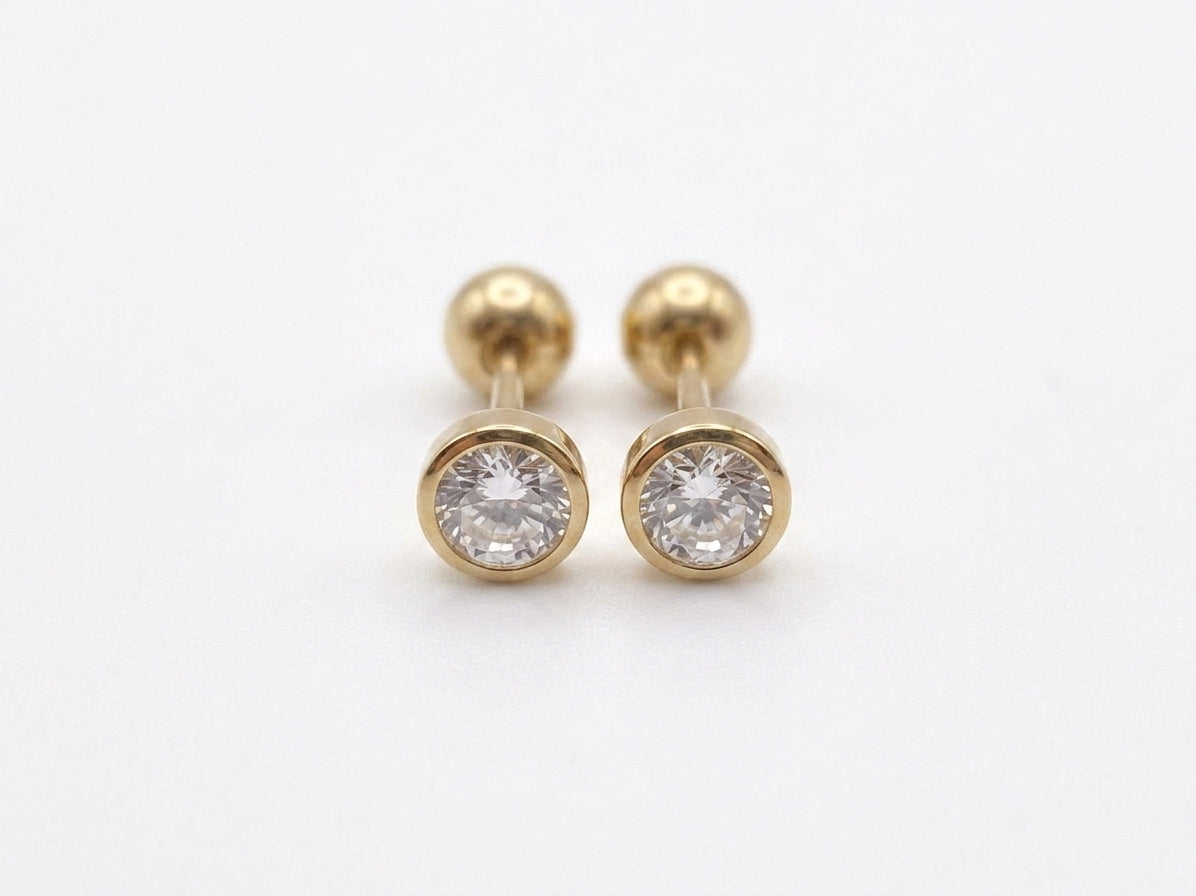 Aro Round CZ Stud Gold