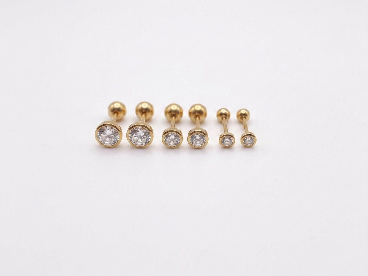 Aro Round CZ Stud Gold
