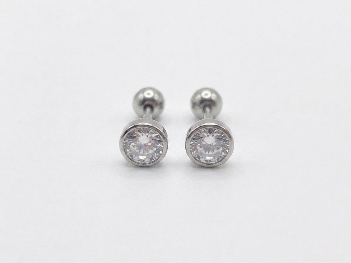 Aro Round CZ Stud Silver