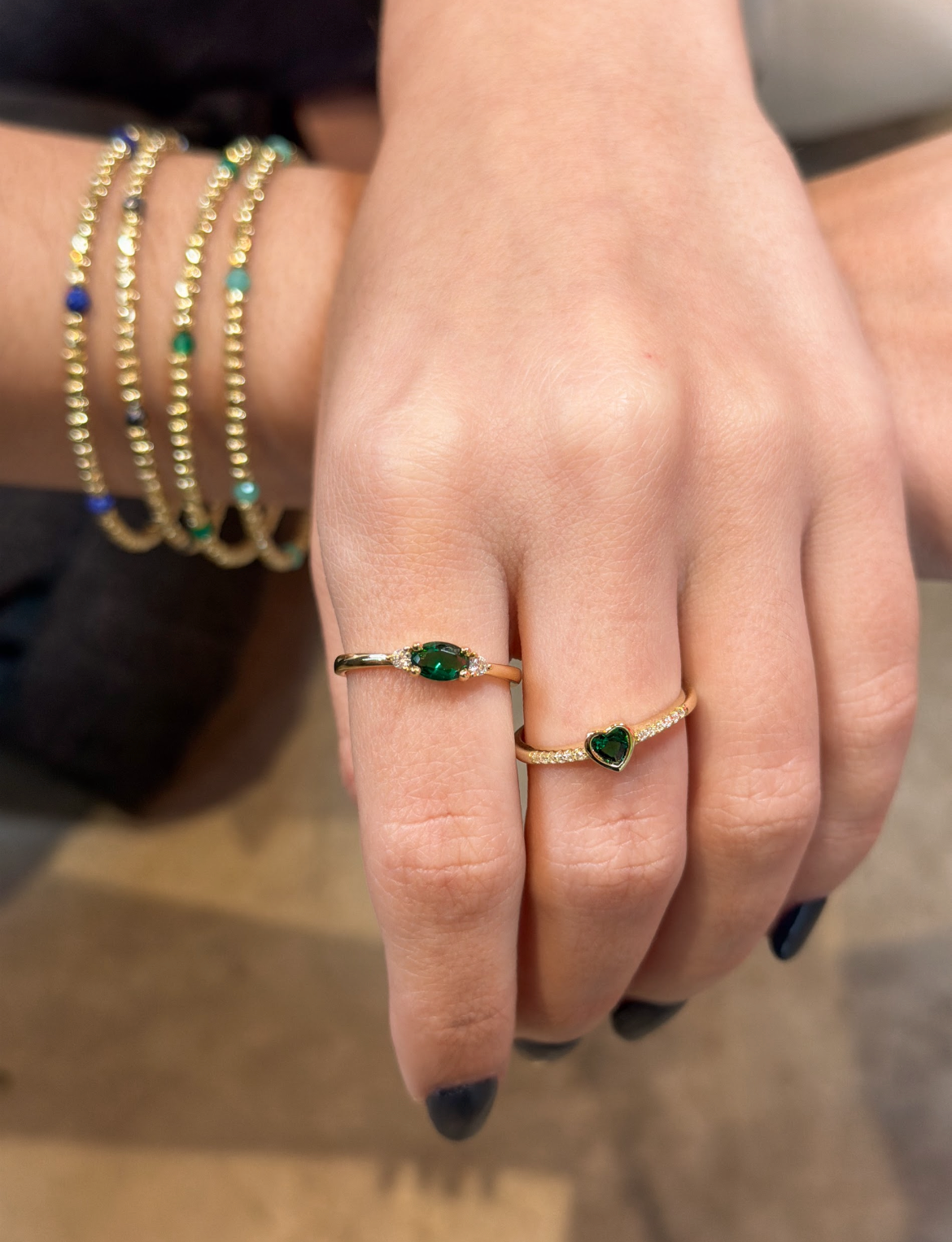 Anillo Greeny Heart & CZ Gold